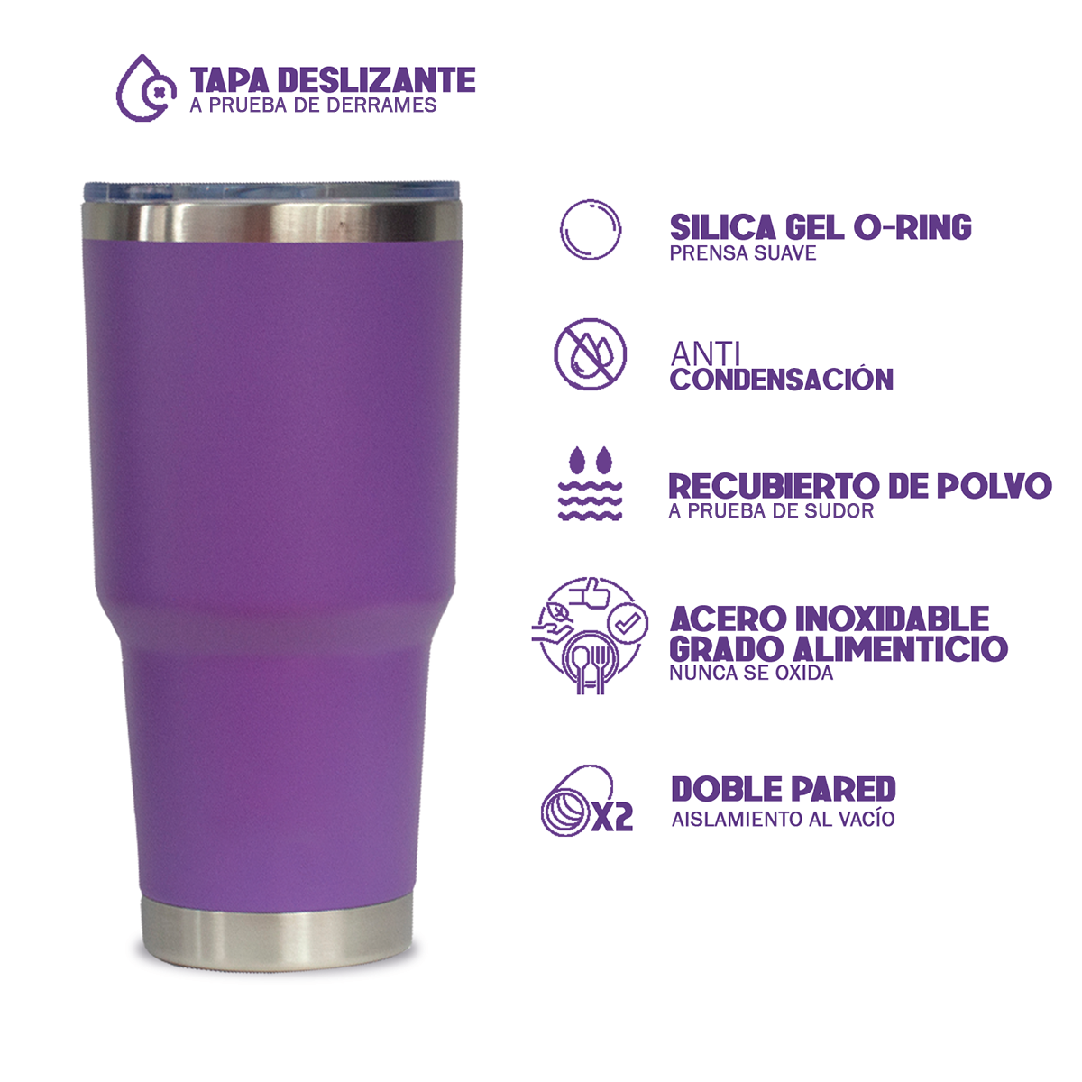 Vaso Térmico de  30oz  (887 ml) Tapa antiderrame