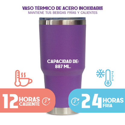 Vaso Térmico de  30oz  (887 ml) Tapa antiderrame